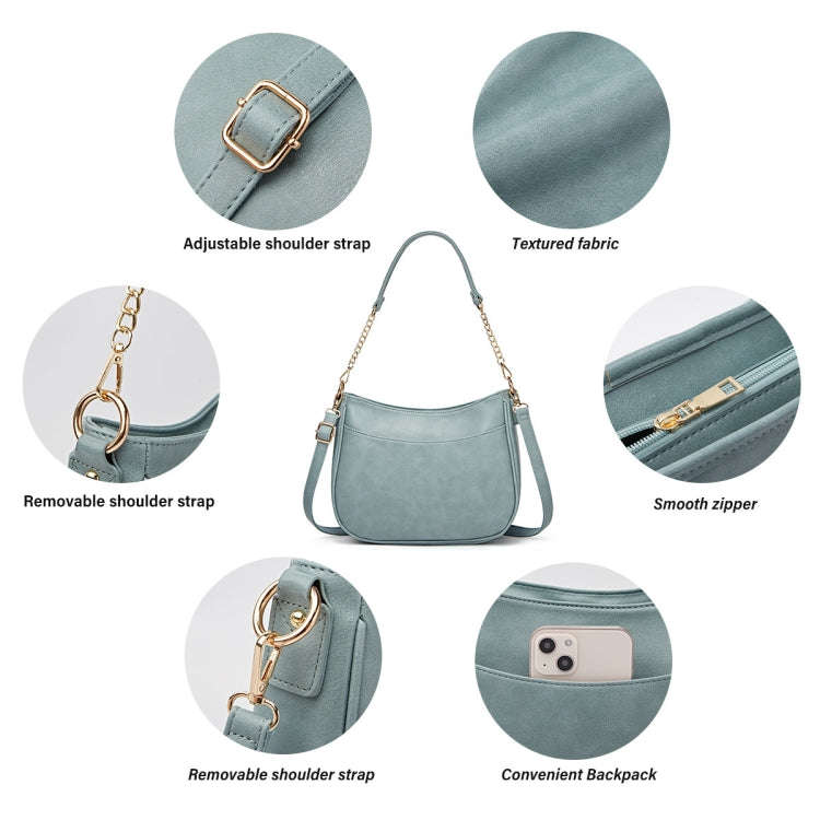 270 Large Capacity Single-shoulder Crossbody Chain Bag Leather Adjustable Underarm Bag(Blue)