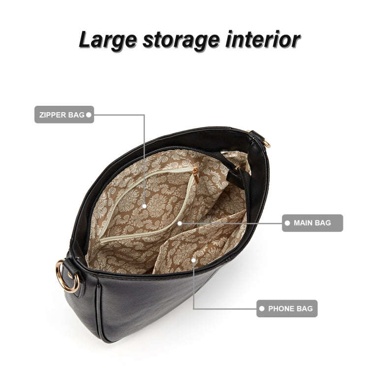 270 Large Capacity Single-shoulder Crossbody Chain Bag Leather Adjustable Underarm Bag(Black)