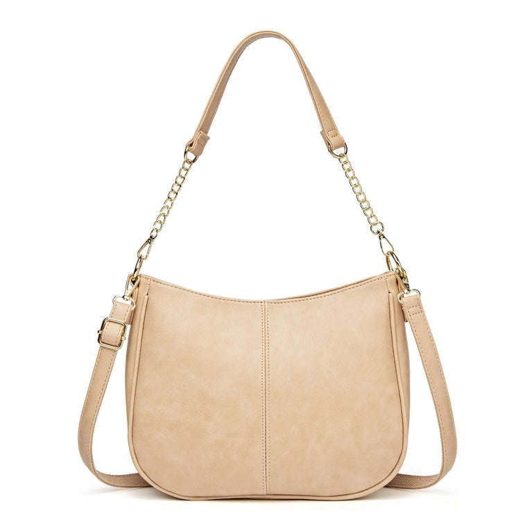 270 Large Capacity Single-shoulder Crossbody Chain Bag Leather Adjustable Underarm Bag(Beige)