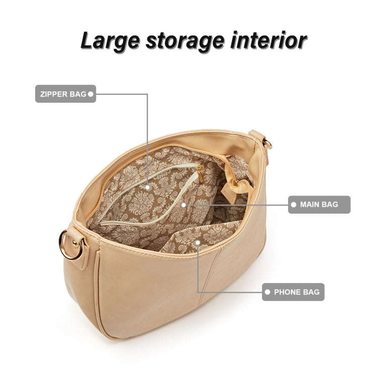 270 Large Capacity Single-shoulder Crossbody Chain Bag Leather Adjustable Underarm Bag(Beige)