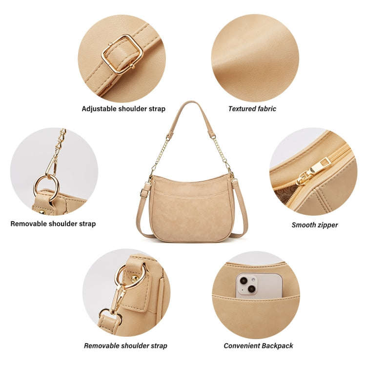 270 Large Capacity Single-shoulder Crossbody Chain Bag Leather Adjustable Underarm Bag(Beige)