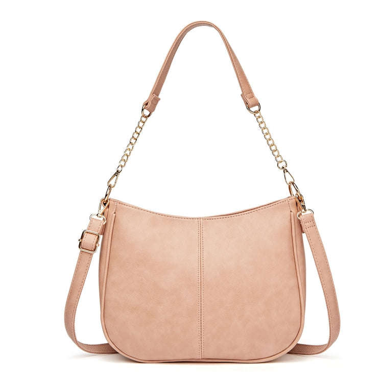 270 Large Capacity Single-shoulder Crossbody Chain Bag Leather Adjustable Underarm Bag(Pink)