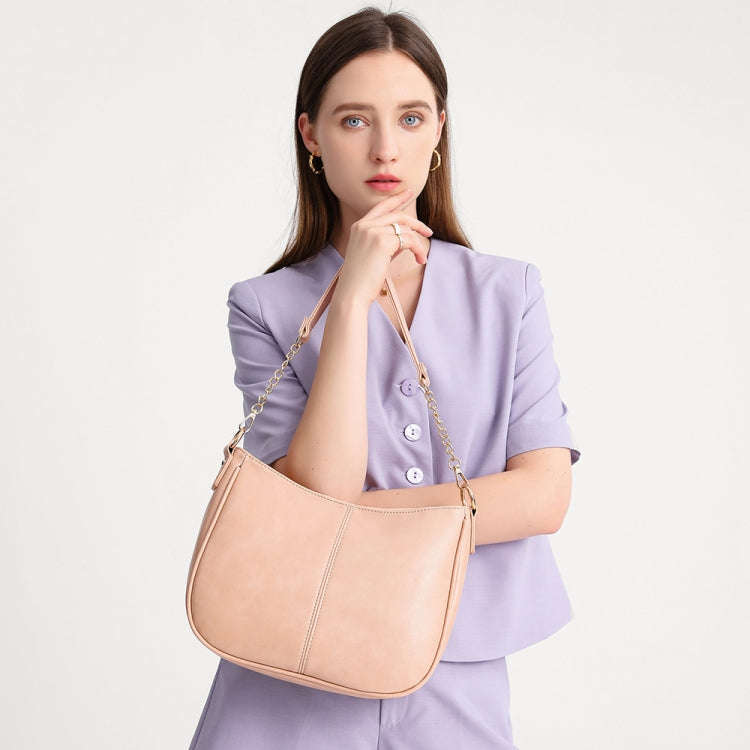 270 Large Capacity Single-shoulder Crossbody Chain Bag Leather Adjustable Underarm Bag(Pink)