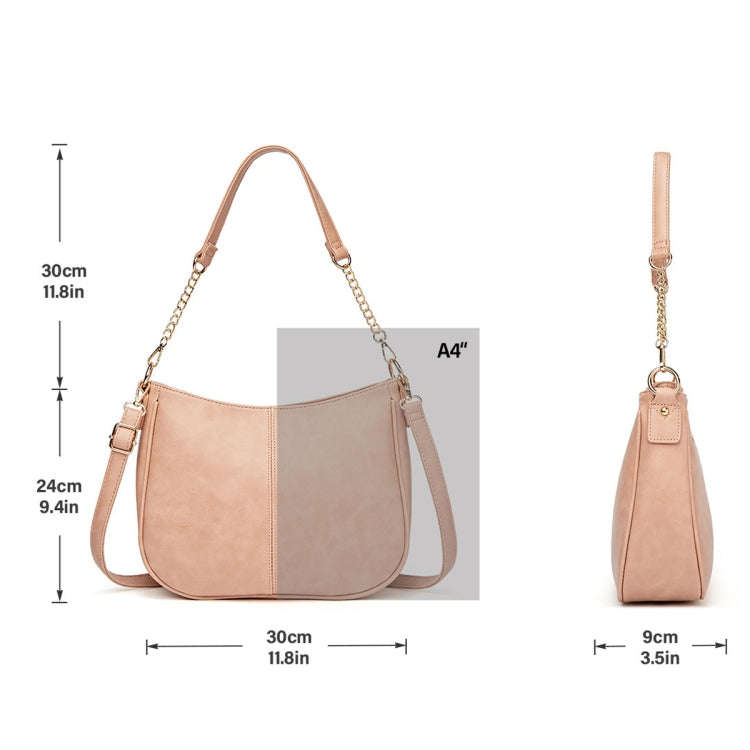 270 Large Capacity Single-shoulder Crossbody Chain Bag Leather Adjustable Underarm Bag(Pink)