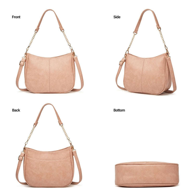 270 Large Capacity Single-shoulder Crossbody Chain Bag Leather Adjustable Underarm Bag(Pink)
