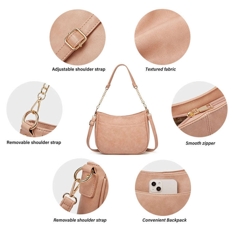 270 Large Capacity Single-shoulder Crossbody Chain Bag Leather Adjustable Underarm Bag(Pink)