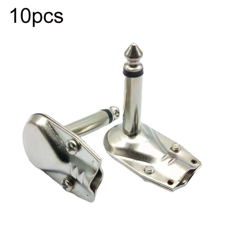 10pcs 6.35mm Right Angle Guitar Plug Audio Microphone Amplifier Connector, Specification: Mono