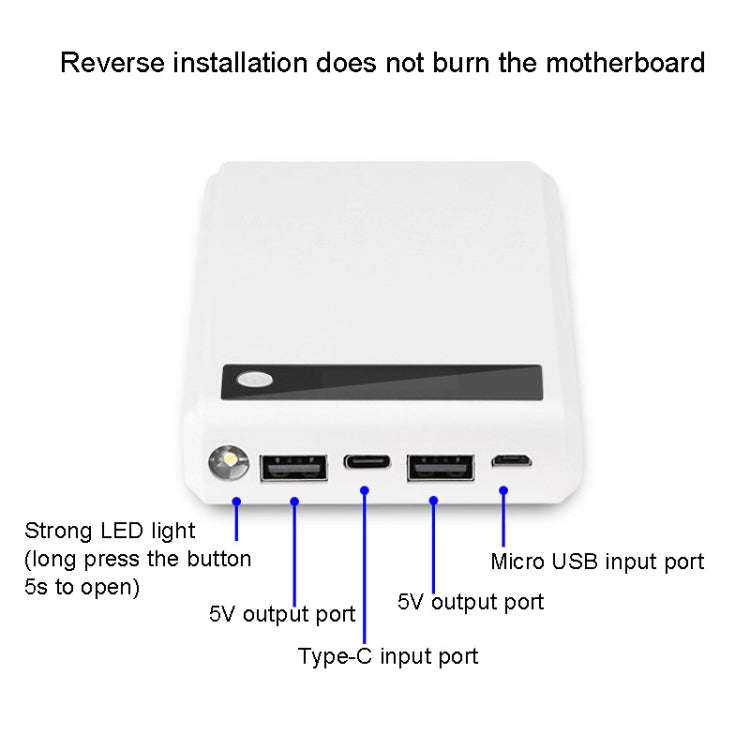 Q6 Removable 6 Sections 18650 Battery Box Charger Case, Style: Ordinary(White)