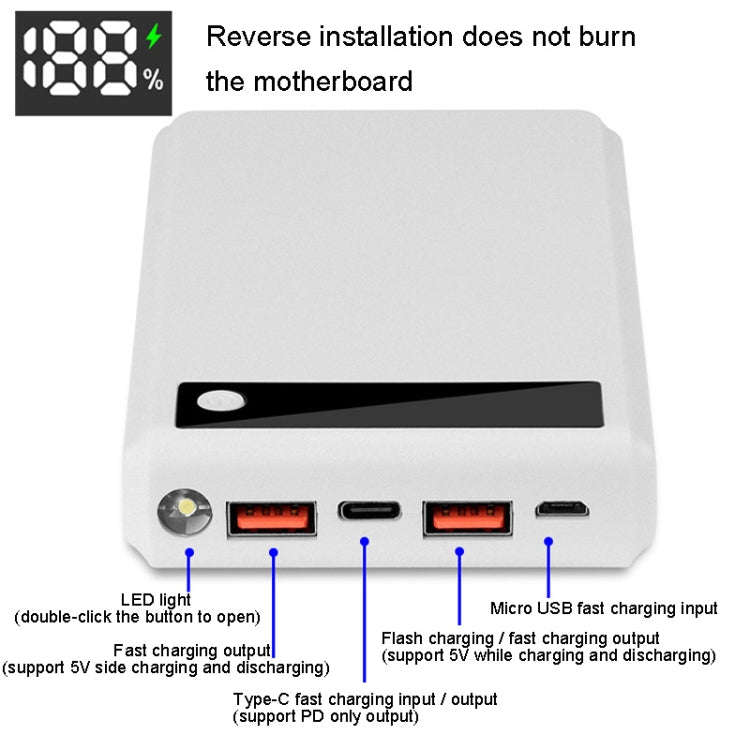 Q6 Removable 6 Sections 18650 Battery Box Charger Case, Style: Flash/Fast Charge(White)