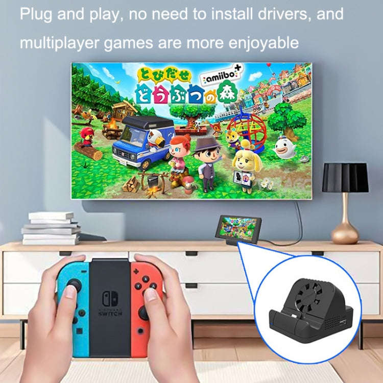 For Nintendo Switch / Switch OLED SW300 HDMI Video Casting Converter Cooling Fan Base Charger(Black)