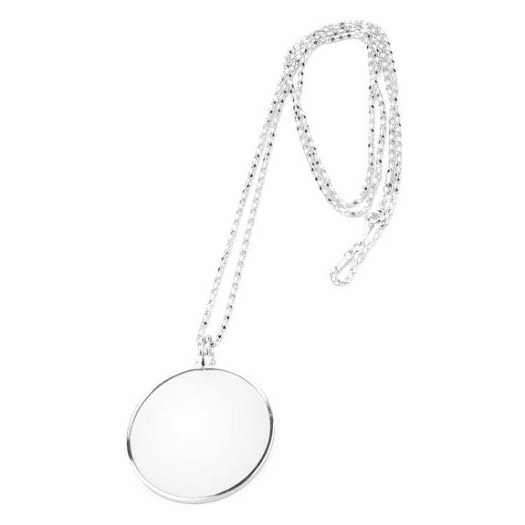 Metal Chain Round Expansion Mirror Glass Lens Necklace Magnifier(Silver)