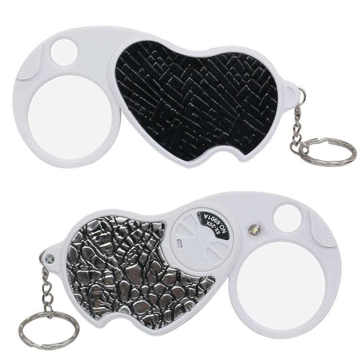 6901A 8X 20X Double Lens Folding Magnifier With LED Lamp and Keychain(Silver)