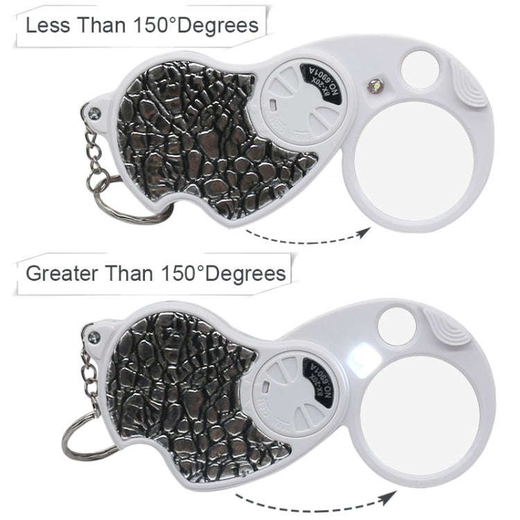 6901A 8X 20X Double Lens Folding Magnifier With LED Lamp and Keychain(Silver)