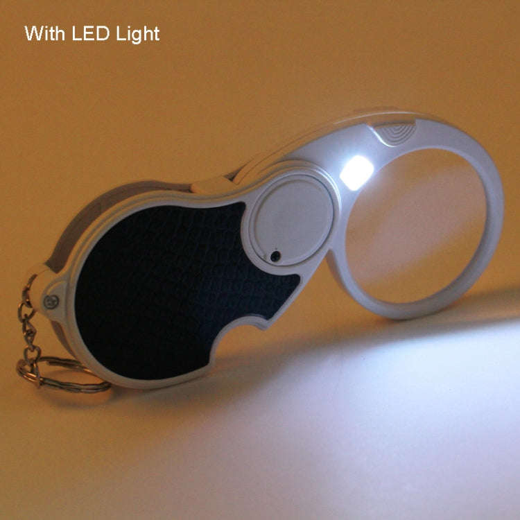 6901A 8X 20X Double Lens Folding Magnifier With LED Lamp and Keychain(Silver)