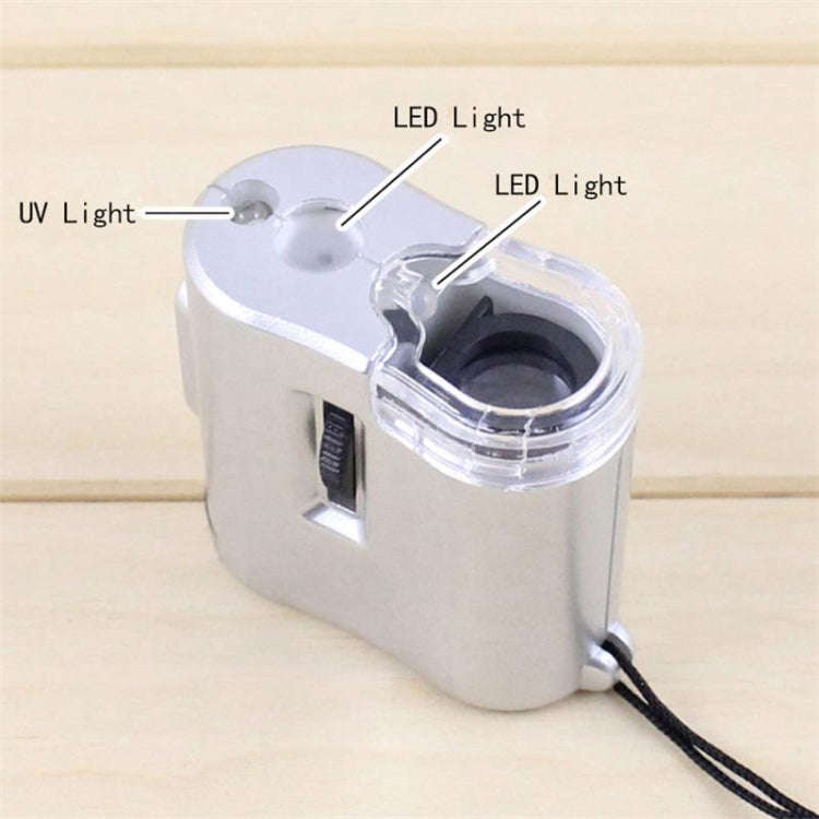 60X Portable Microscope With LED Lamp Jewelry Identification Magnifier With Leather Case Latch Rope