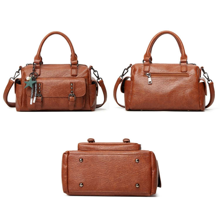 048 Pebbled Leather Multi-compartment Handbag Large Capacity Crossbody Shoulder Bag(Navy Blue)