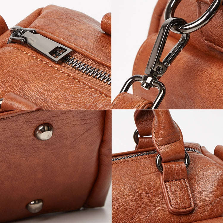 048 Pebbled Leather Multi-compartment Handbag Large Capacity Crossbody Shoulder Bag(Claret)