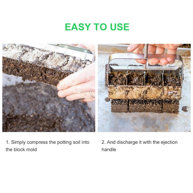 Handheld Seedling Soil Blocker Makes Four 2 by 2 Inches Soil Blocks for Garden Prep(Square)