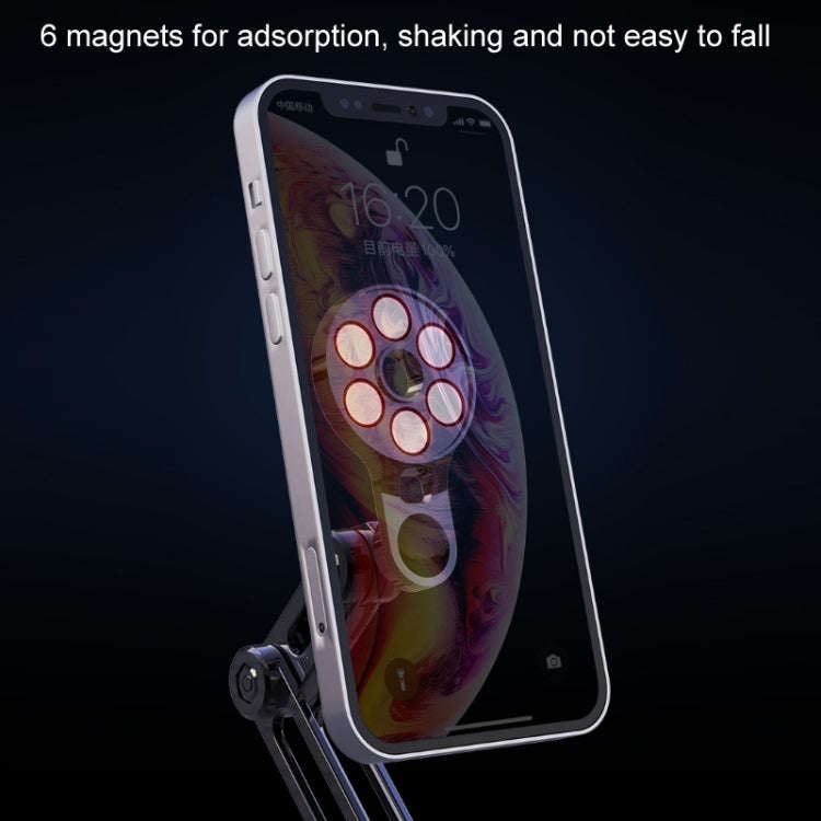 Car Desktop Folding Magnetic Suction Stretch Live Mobile Phone Holder(Black)