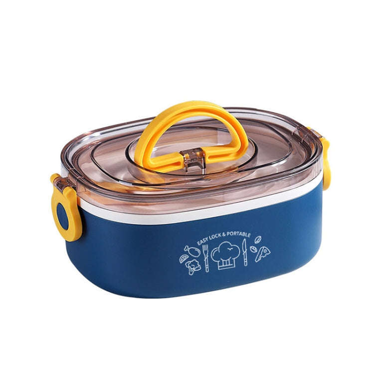 Large Capacity Oval Divided Portable Office Insulation Lunch Box, Specification: 600ml (Plastic B...