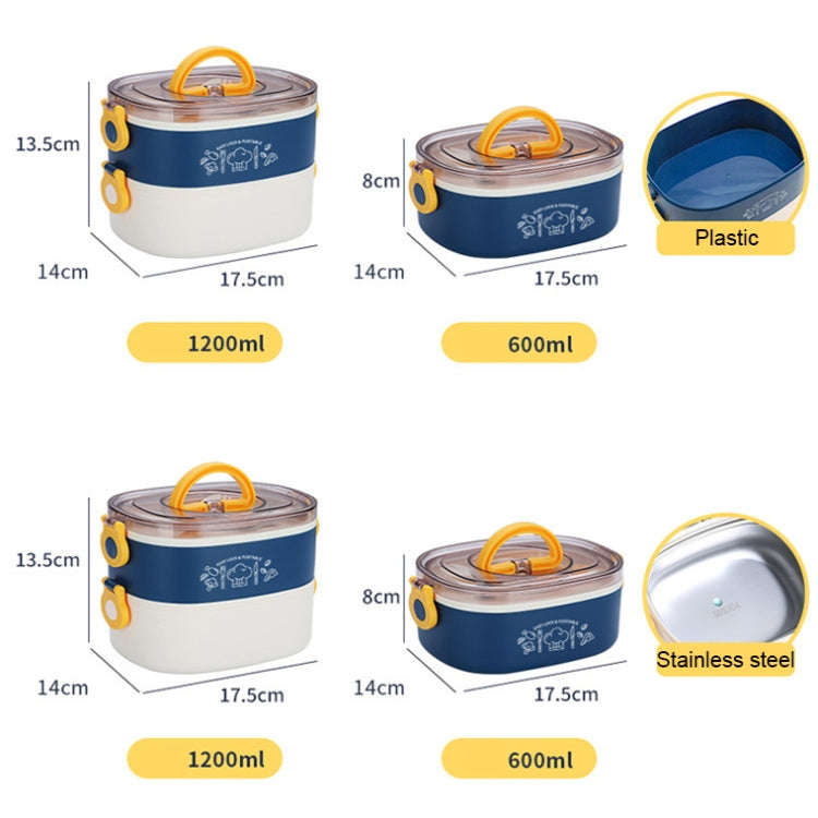 Large Capacity Oval Divided Portable Office Insulation Lunch Box, Specification: 600ml (Plastic B...