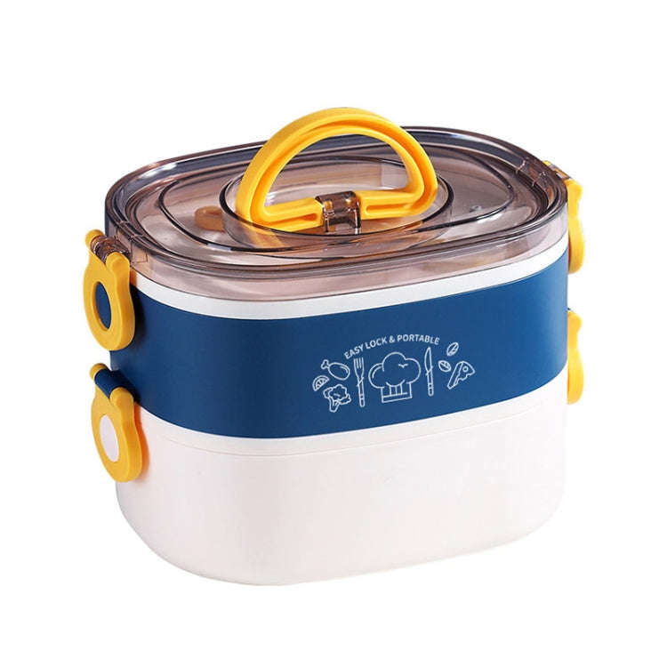 Large Capacity Oval Divided Portable Office Insulation Lunch Box, Specification: 1.2L (Plastic Blue)