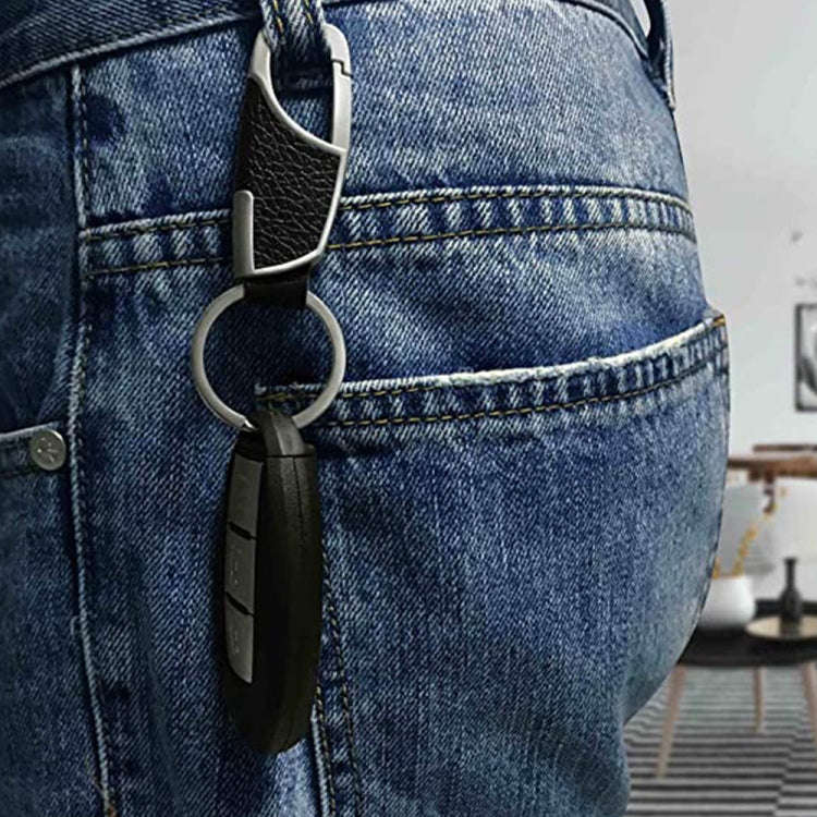 3pcs Men Car PU+Metal Keychain Waist Hanging Key Ring(2.3x9cm)