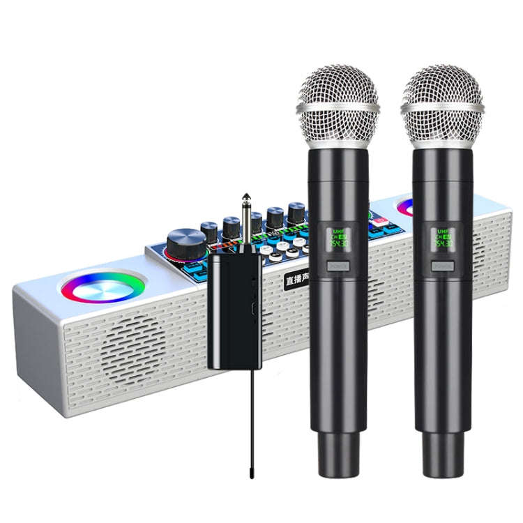 X80 Portable Multifunctional Live Singing Wireless Bluetooth Sound Card Speaker (Dual-microphone ...