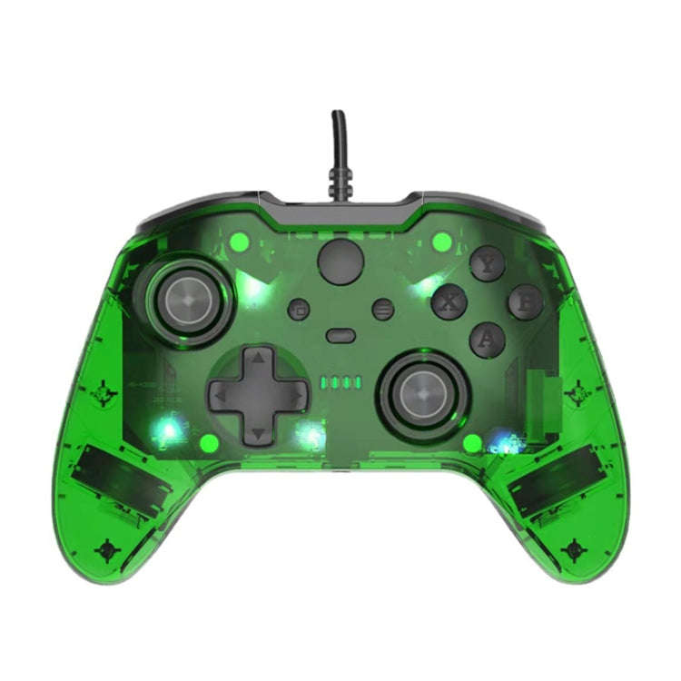 For Microsoft XBOX One / PC XO300 RGB Luminous Wired Gamepad(Translucent Green)