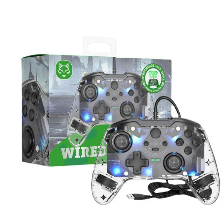 For Microsoft XBOX One / PC XO300 RGB Luminous Wired Gamepad(Translucent Black)