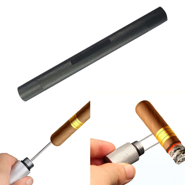Lightweight With Serrated Cigar Needle Dredger Drilled Smoke Vent(Black)