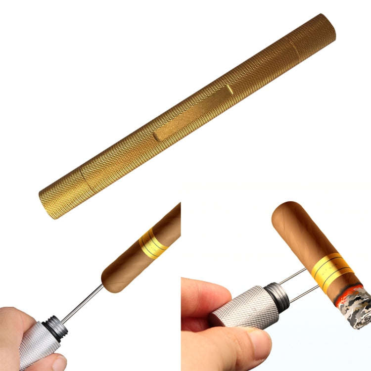 Lightweight With Serrated Cigar Needle Dredger Drilled Smoke Vent(Gold)
