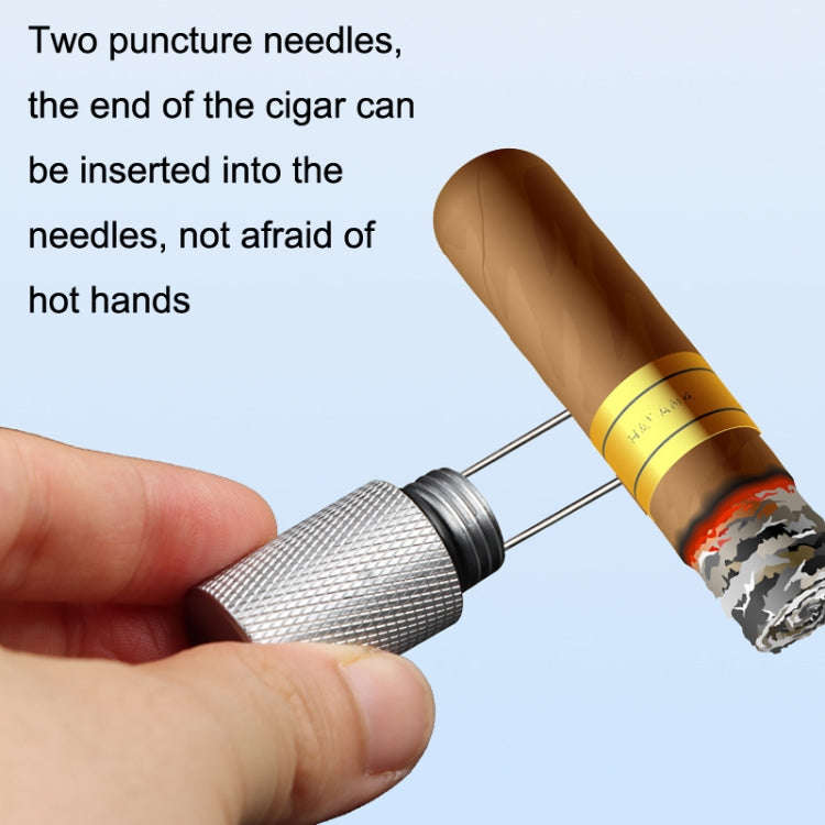 Lightweight With Serrated Cigar Needle Dredger Drilled Smoke Vent(Silver)