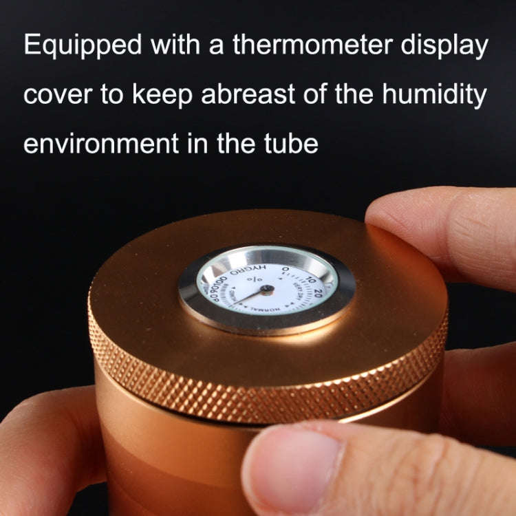 Metal Humidor Cigar Tube Humidifier Storage Bin Humidity Display(Black)