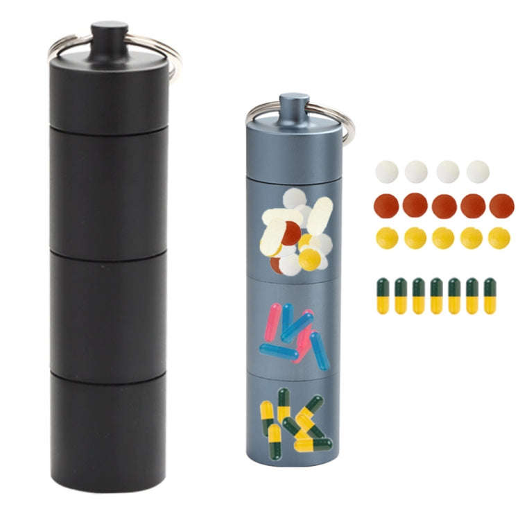 Outdoor First Aid Sealed Waterproof Pill Jar Aluminum Alloy Portable Emergency Pill Box(Black)