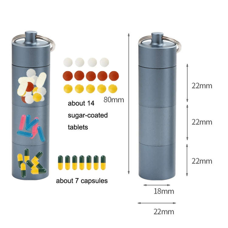 Outdoor First Aid Sealed Waterproof Pill Jar Aluminum Alloy Portable Emergency Pill Box(Blue)