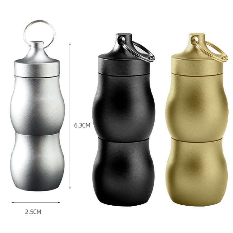 F25 Outdoor First Aid Pill Sealed Bottle Mini Waterproof Metal Medicine Jar Keychain(Black)