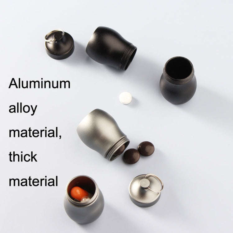 F25 Outdoor First Aid Pill Sealed Bottle Mini Waterproof Metal Medicine Jar Keychain(Black)