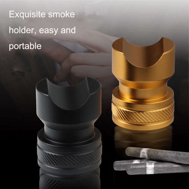 Metal Portable Cigar Holder Large Diameter Smoke Slot Non-slip Bottom(Gold)