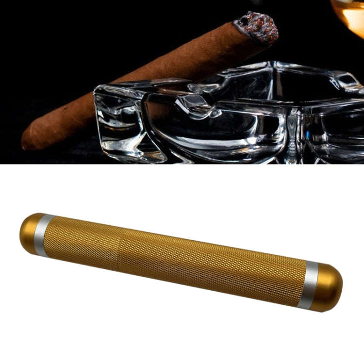 Convenient Metal Cigar Humidor Cigar Storage Tube(Gold)