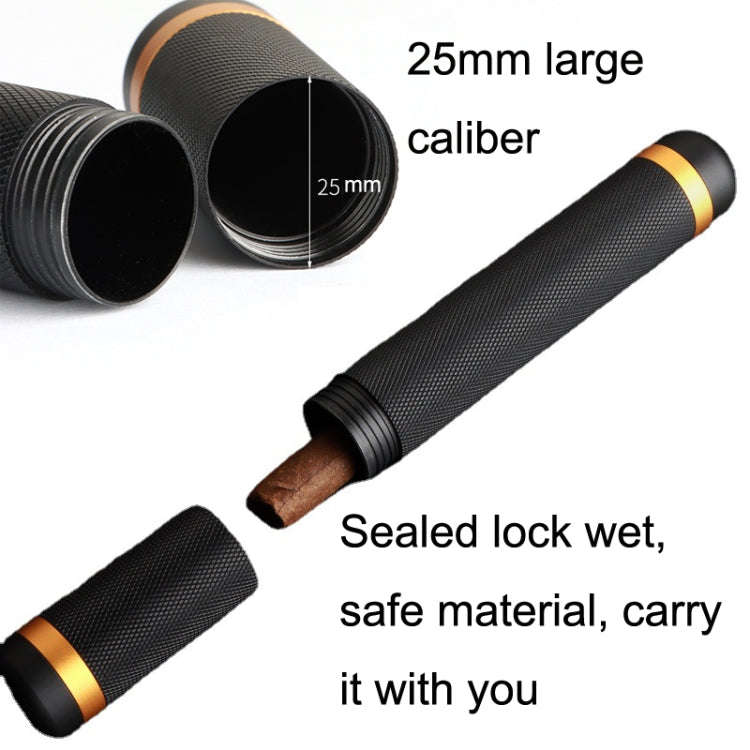 Convenient Metal Cigar Humidor Cigar Storage Tube(Black)