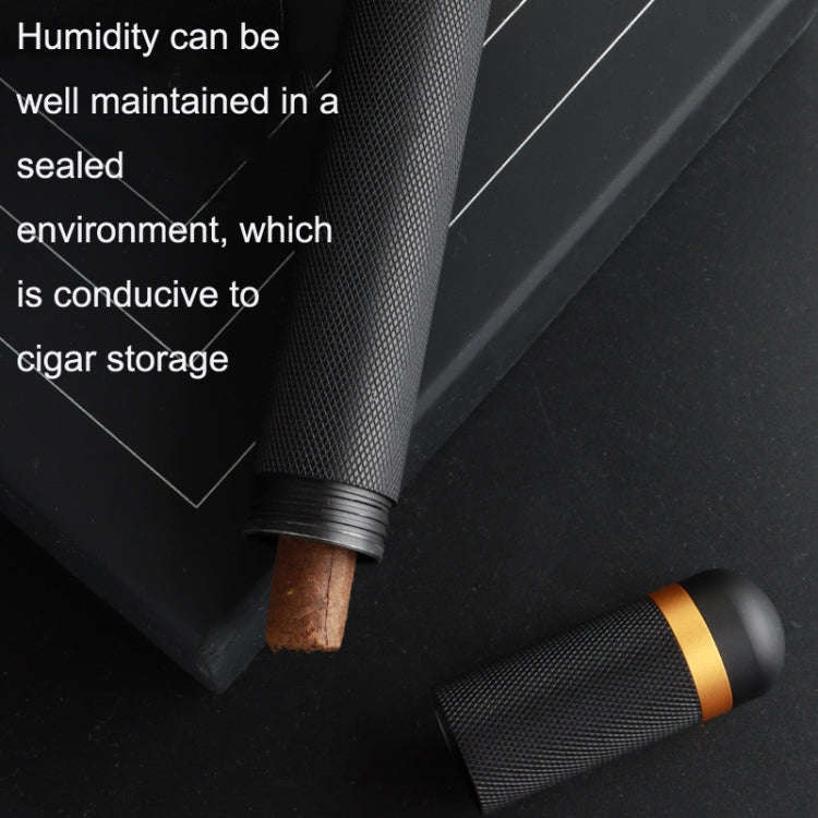Convenient Metal Cigar Humidor Cigar Storage Tube(Black)