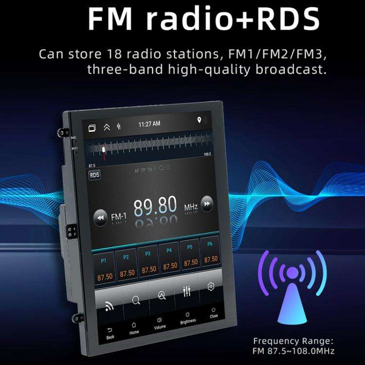 9.7 inch Vertical Screen Bluetooth Radio Android 13 GPS Navigation Device, Memory: 2+32G