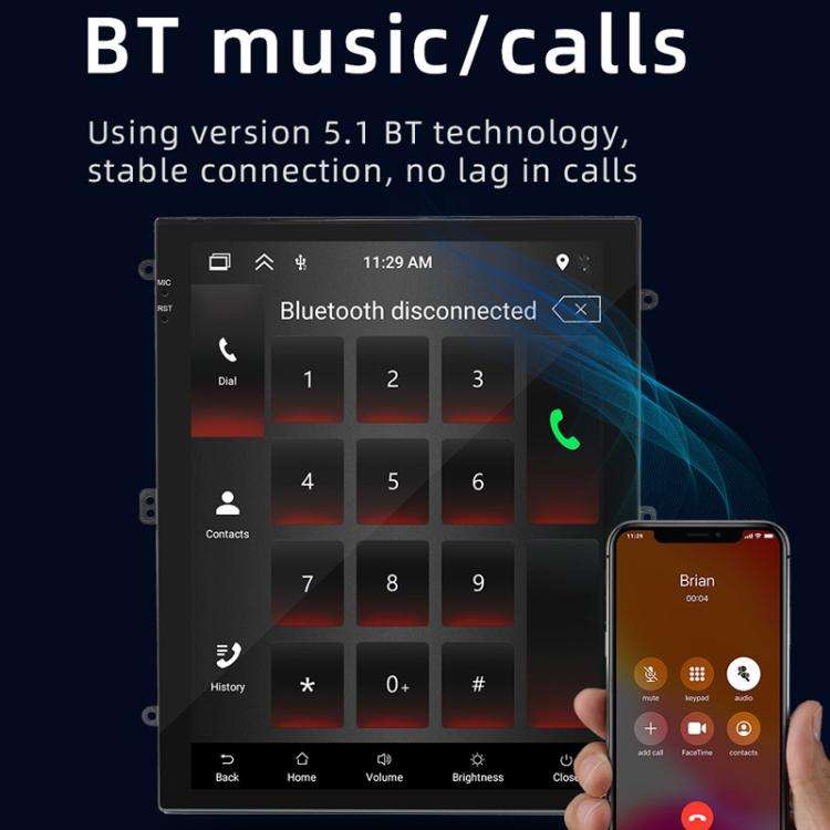 9.7 inch Vertical Screen Bluetooth Radio Android 13 GPS Navigation Device, Memory: 2+32G