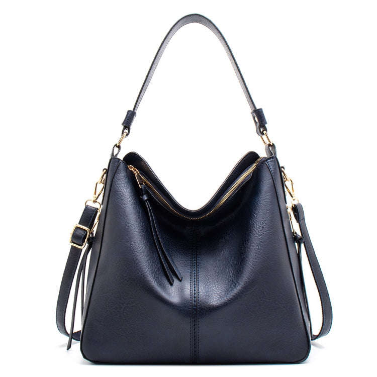 7871 Large Capacity Adjustable Leather Tote Bag Multi-compartment Shoulder Bag, Color: Blue