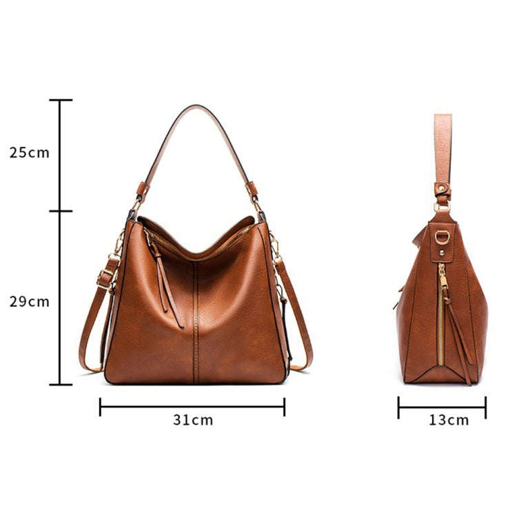 7871 Large Capacity Adjustable Leather Tote Bag Multi-compartment Shoulder Bag, Color: Black