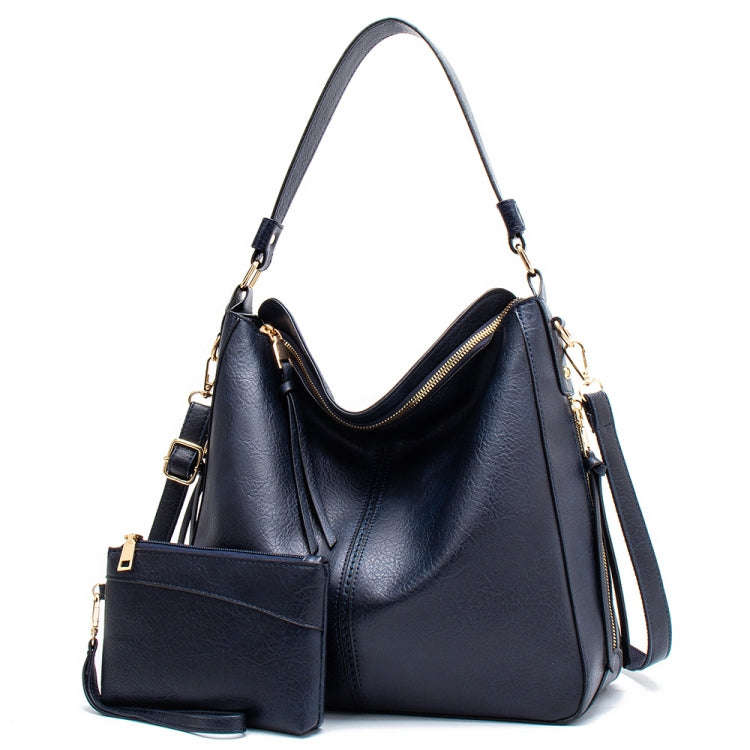 7871 Large Capacity Adjustable Leather Tote Bag Multi-compartment Shoulder Bag, Color: 2-In-1 Blue