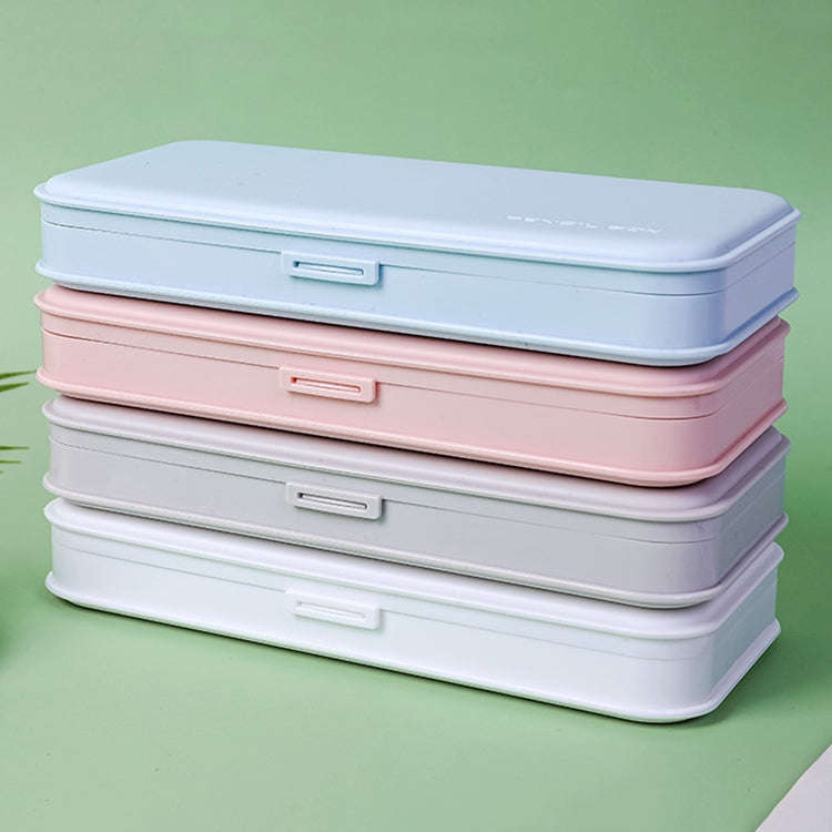 WJ-WJH-2 Plastic Compartment Large-capacity Shatter-resistant Flip-top Stationery Box(Blue)