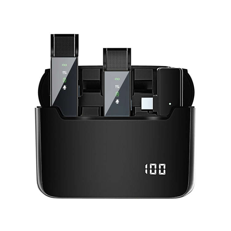S16-S One To Two Black Digital Display Wireless Lavalier Microphone With Charging Compartment,Spe...