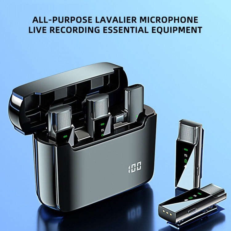 S16-S One To Two Black Digital Display Wireless Lavalier Microphone With Charging Compartment,Spe...